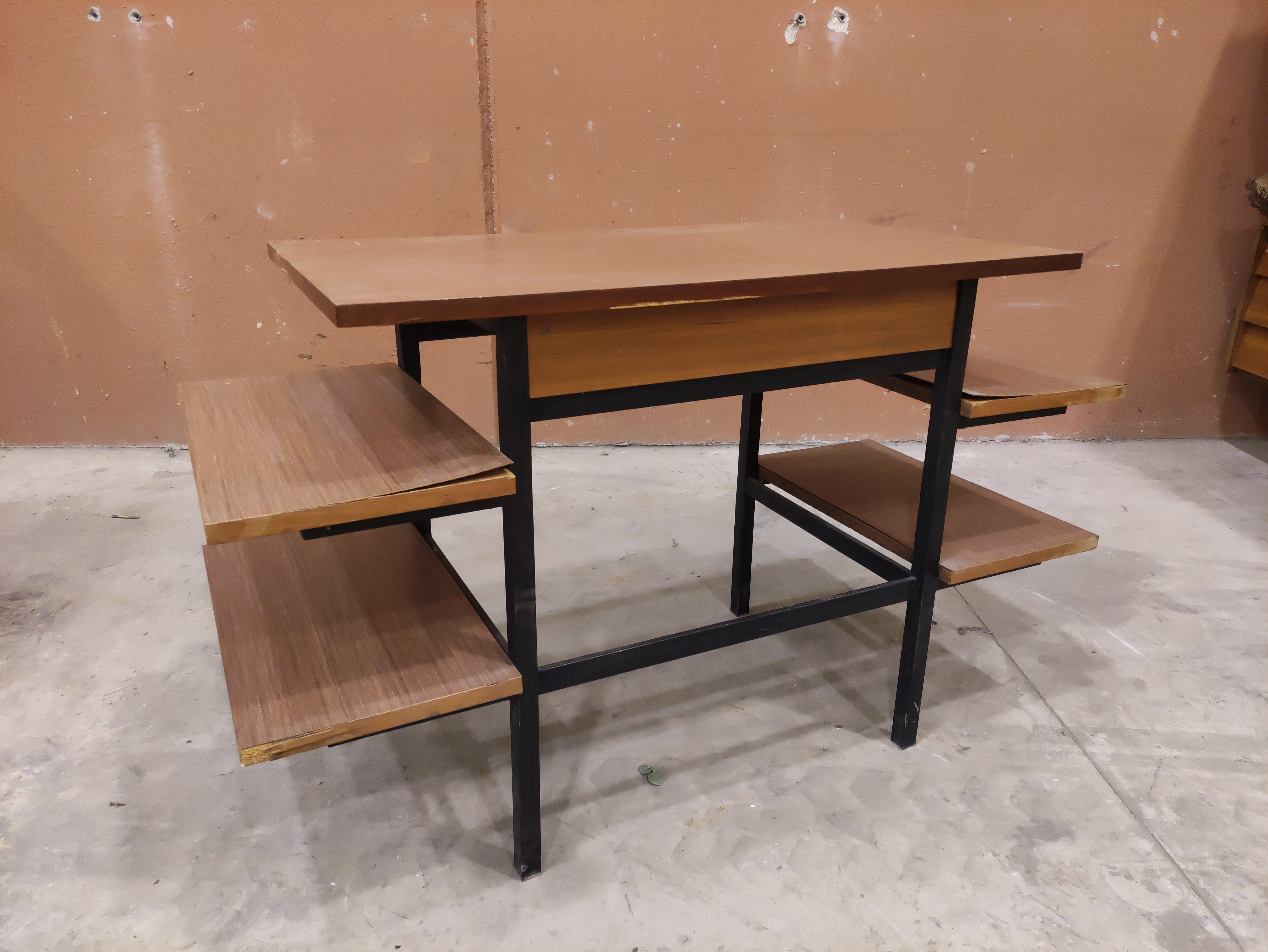 mesa oficina auxiliar madera metal 69.5x116x50 1u